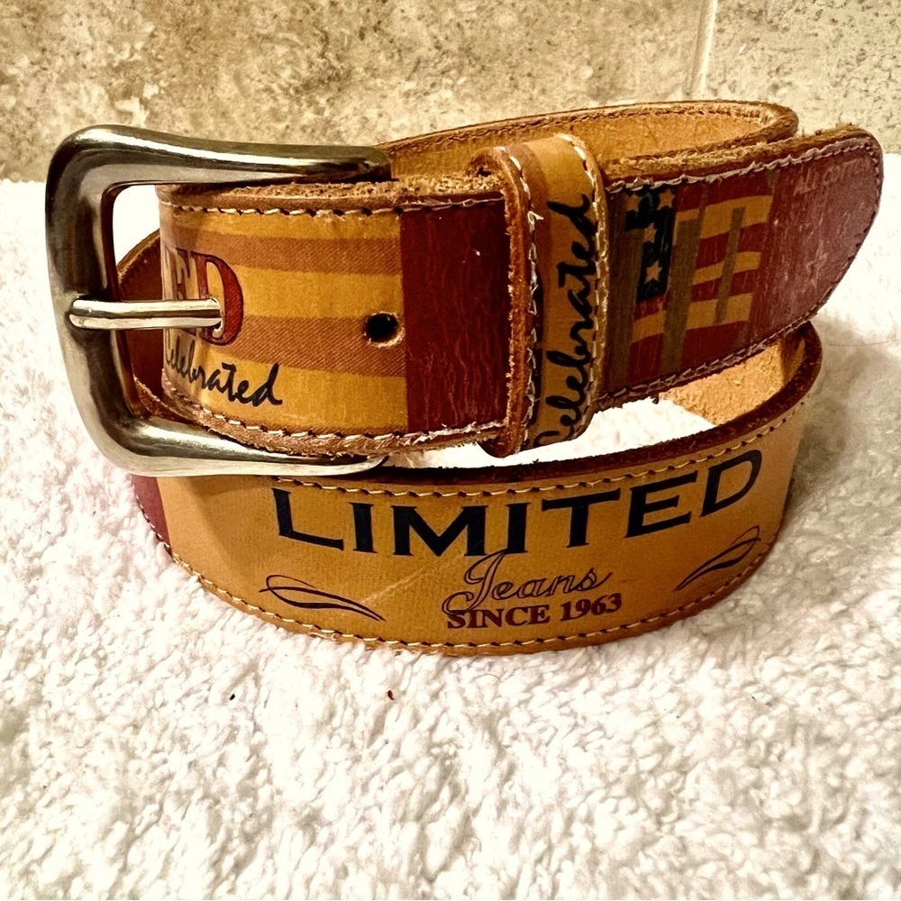 Vintage Rare THE LIMITED Jeans spelled out leather belt size M